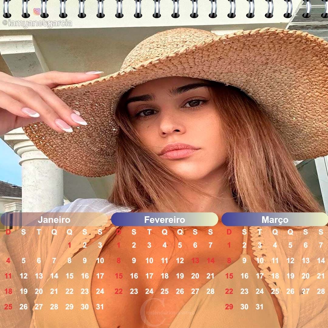 calendário 2026 modelo Yanet Garcia