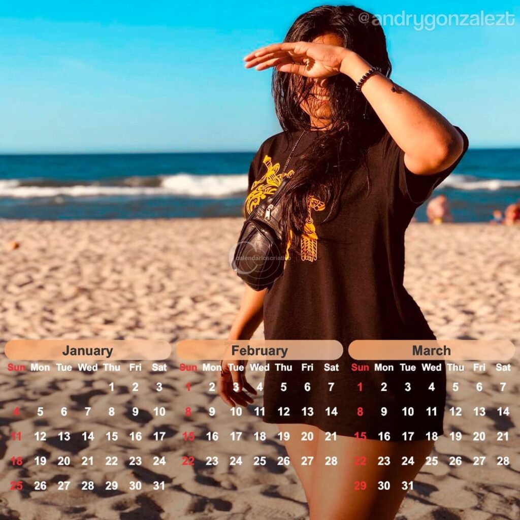 calendário modelo Andry 2026,praia