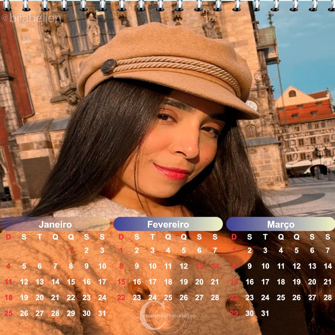 calendário criativo Bia Hellen, boina top