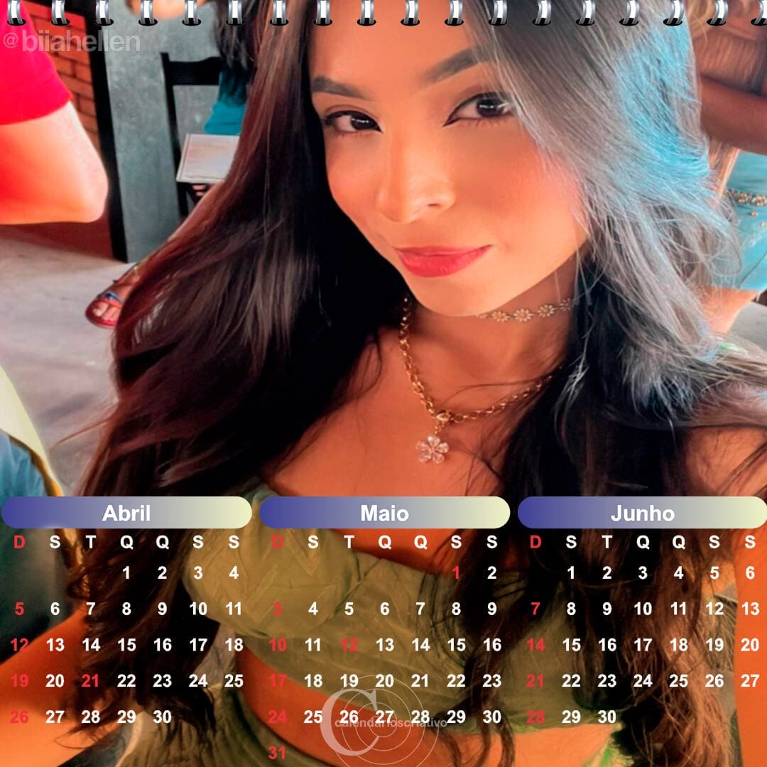 calendário criativo Bia Hellen, olhar sexy