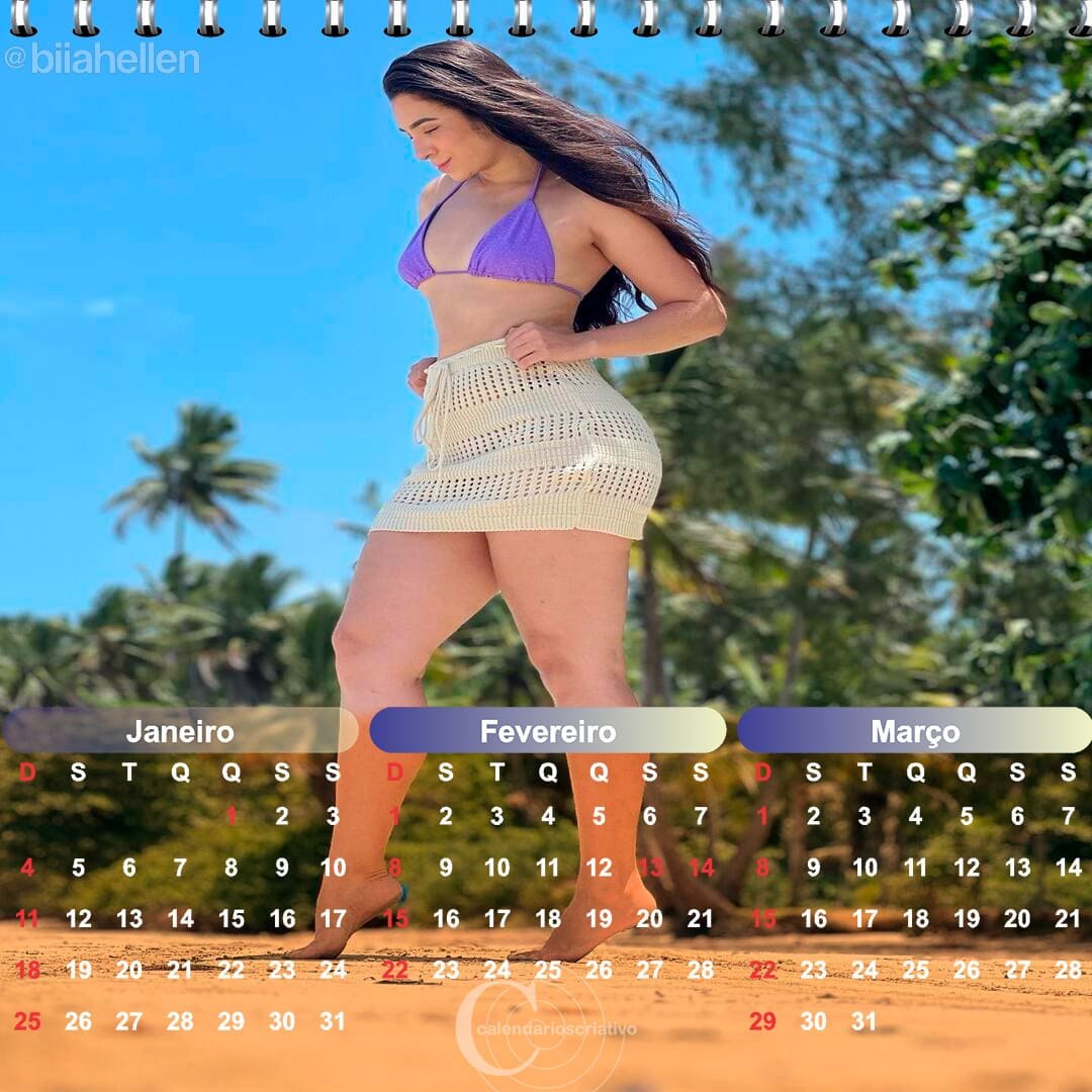 calendário criativo Bia Hellen,de saia gata