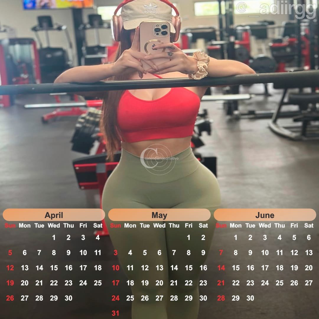 modelo Adrianna Rangel para calendário,vermelho e marron